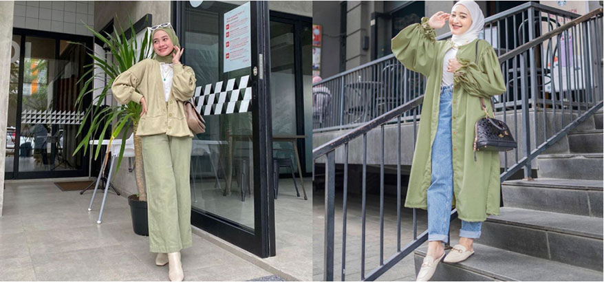 7 Inspirasi Outfit dengan Warna Hijau Pastel buat Kaum Hijaber